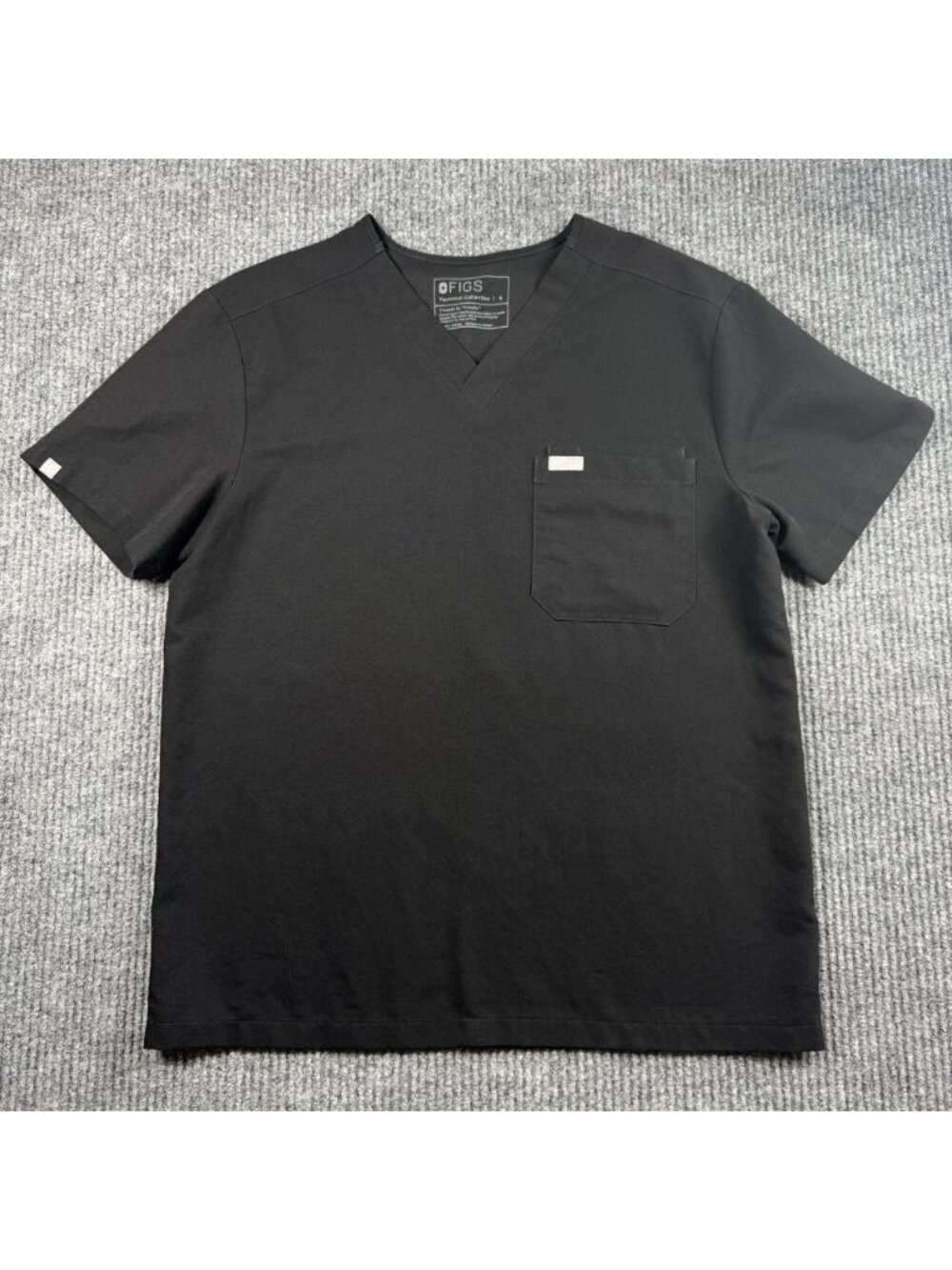 Figs Leon Three-Pocket Scrub Top Mens Small Black Short Sleeve V-Neck READ